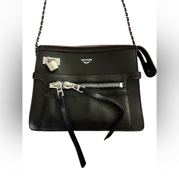 Zadig & Voltaire black leather crossbody bag (needs new top zipper) w/ dust bag - Picture 2 of 16